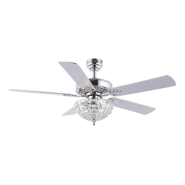 Mandy 52" Glam Classic Crystal Dome Shade LED Ceiling Fan With Remote - JONATHAN Y